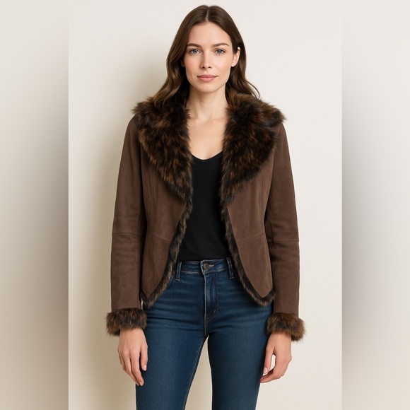 Lamb Shearling Coat 7 For All Mankind Sz S Y2K vintage Old Money Boho Hippie New - Picture 1 of 9